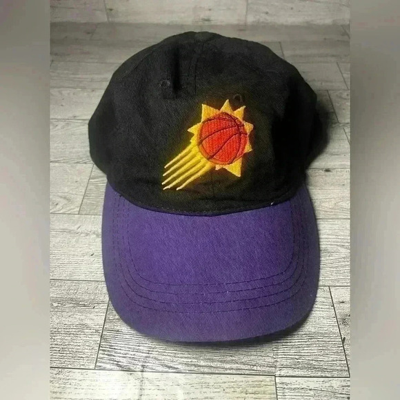 NBA Phoenix Suns Strapback Adjustable Hat Plain Logo Black & Purple Basketball - Picture 1 of 3